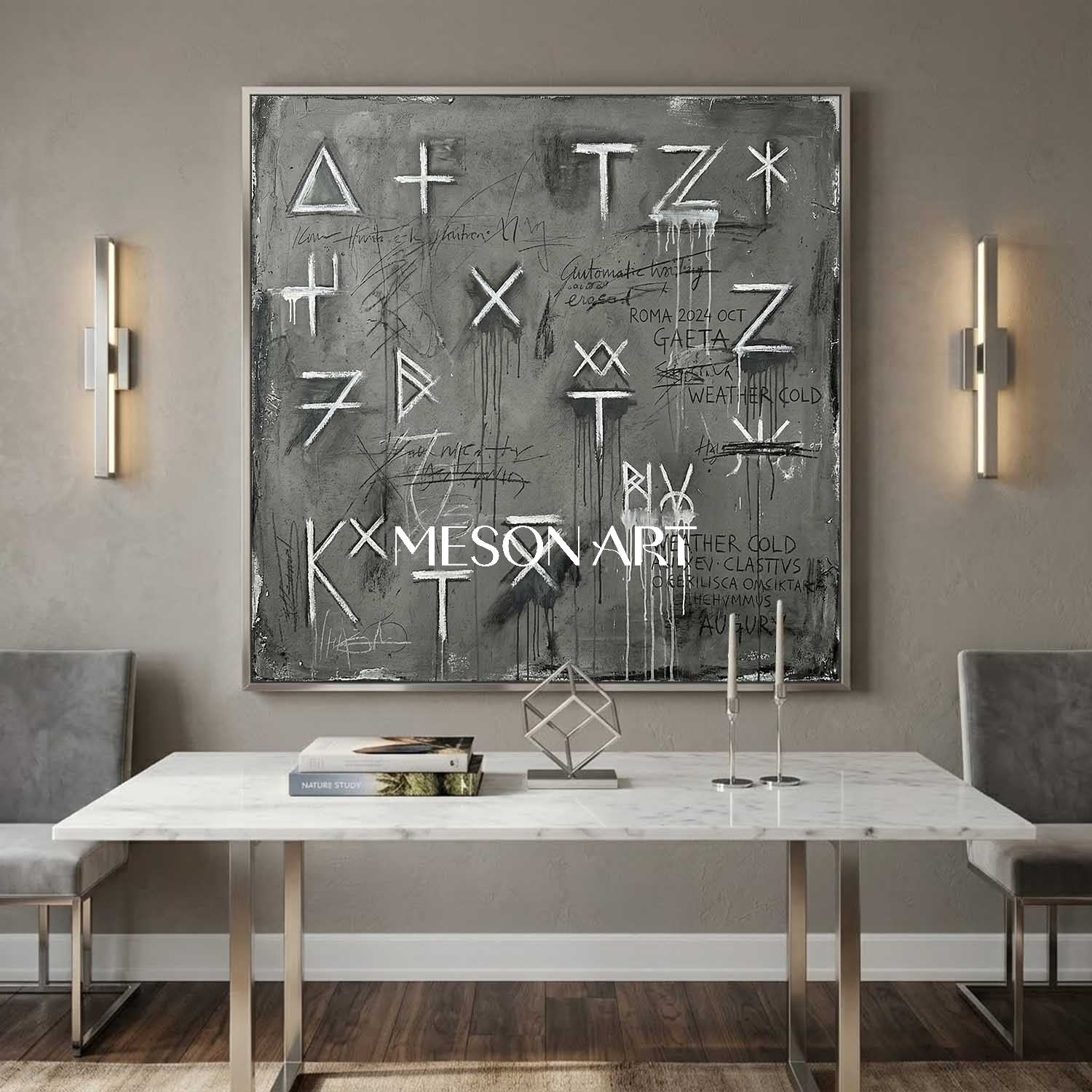 Black Modern Industrial Style Graffiti Painting Office Large Wall Art