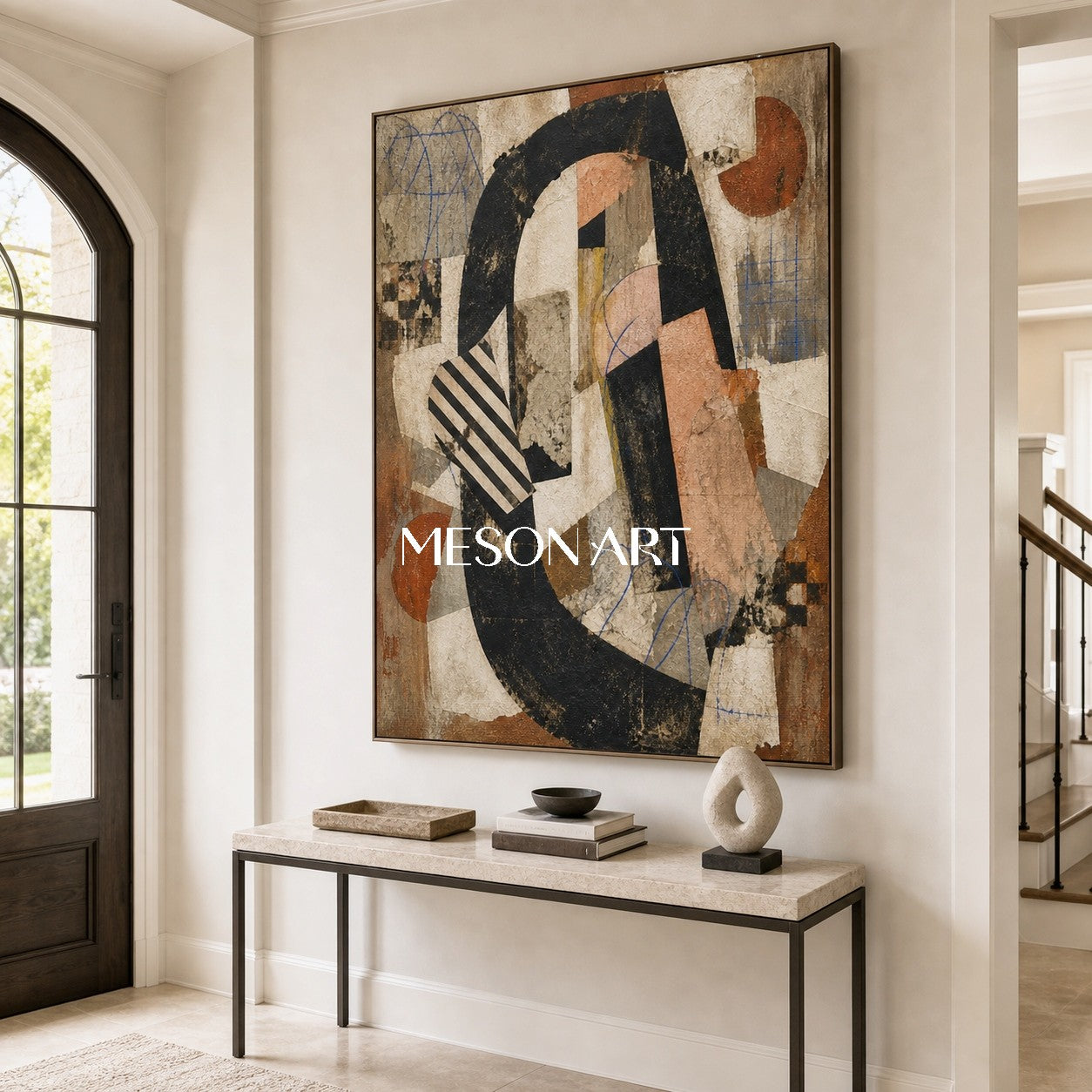 Wabi Sabi Abstract Art With Textured Geometric Forms For Modern Living Room And Home Office Decor