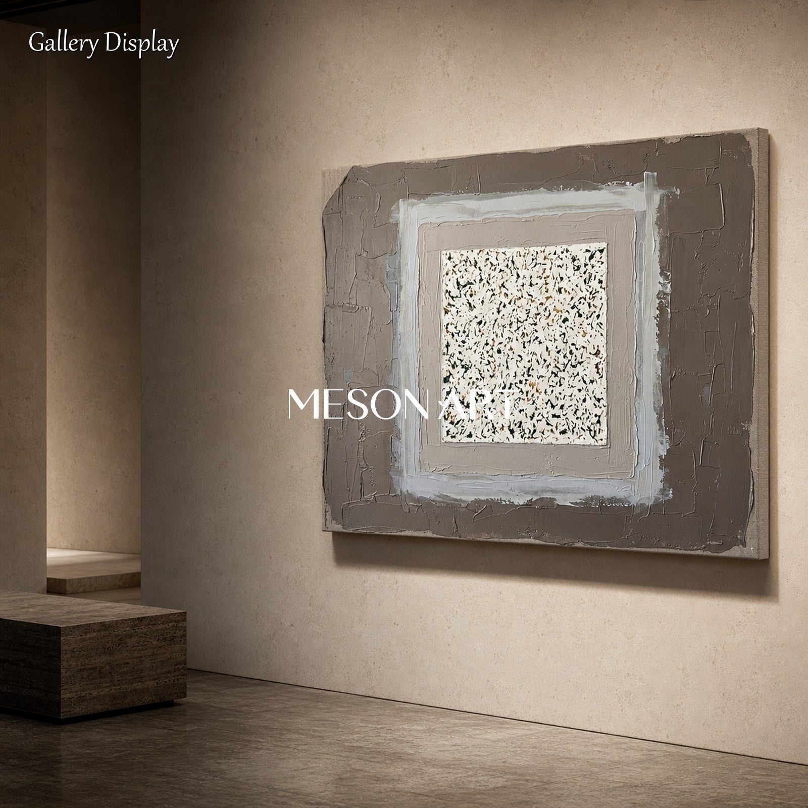 Minimalist Textured Abstract Painting With Earth Tones For Modern Home Decor