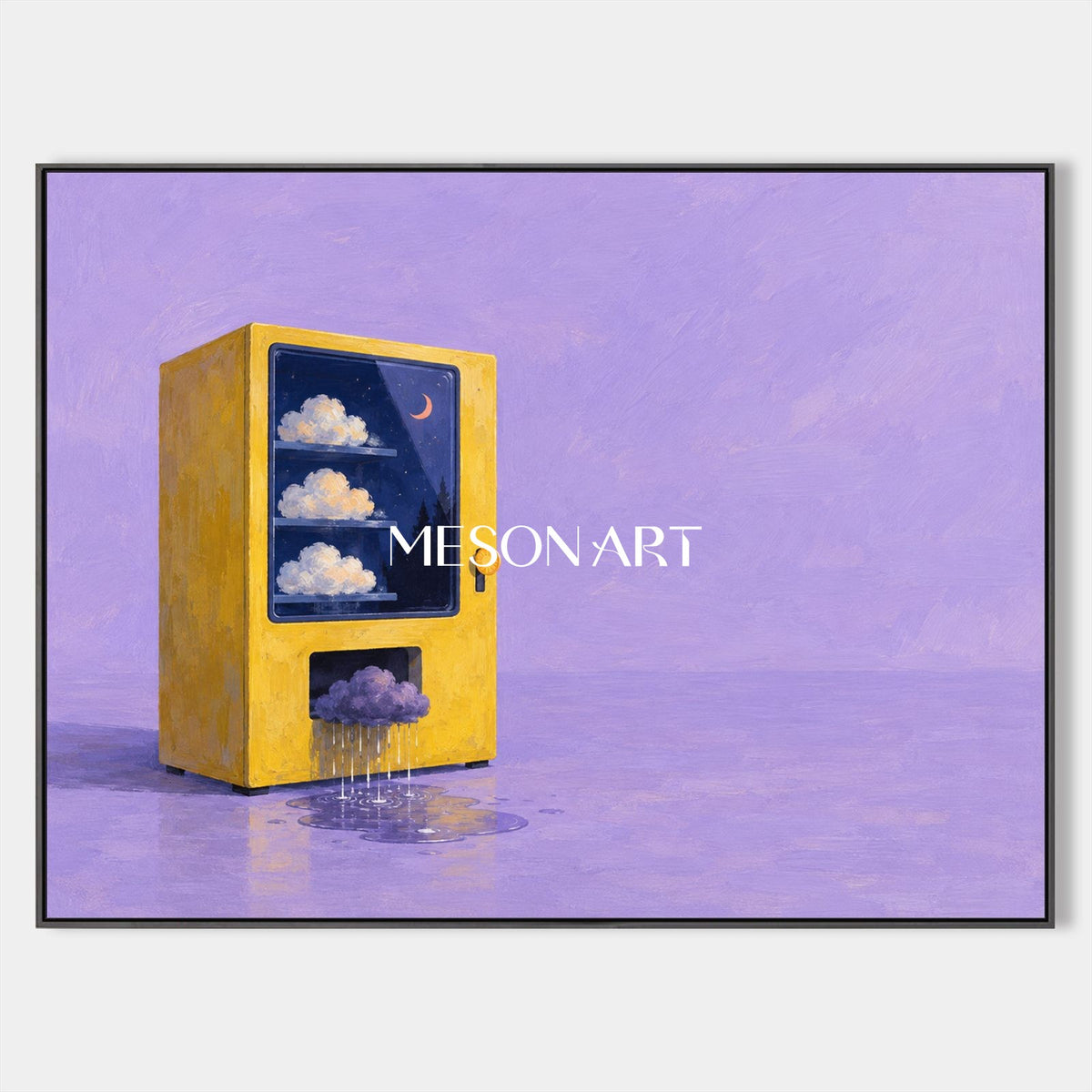 Purple And Yellow Surrealism Art Rectangular Canvas Painting Original Artist Hand Painted For Living Room By Mesonart