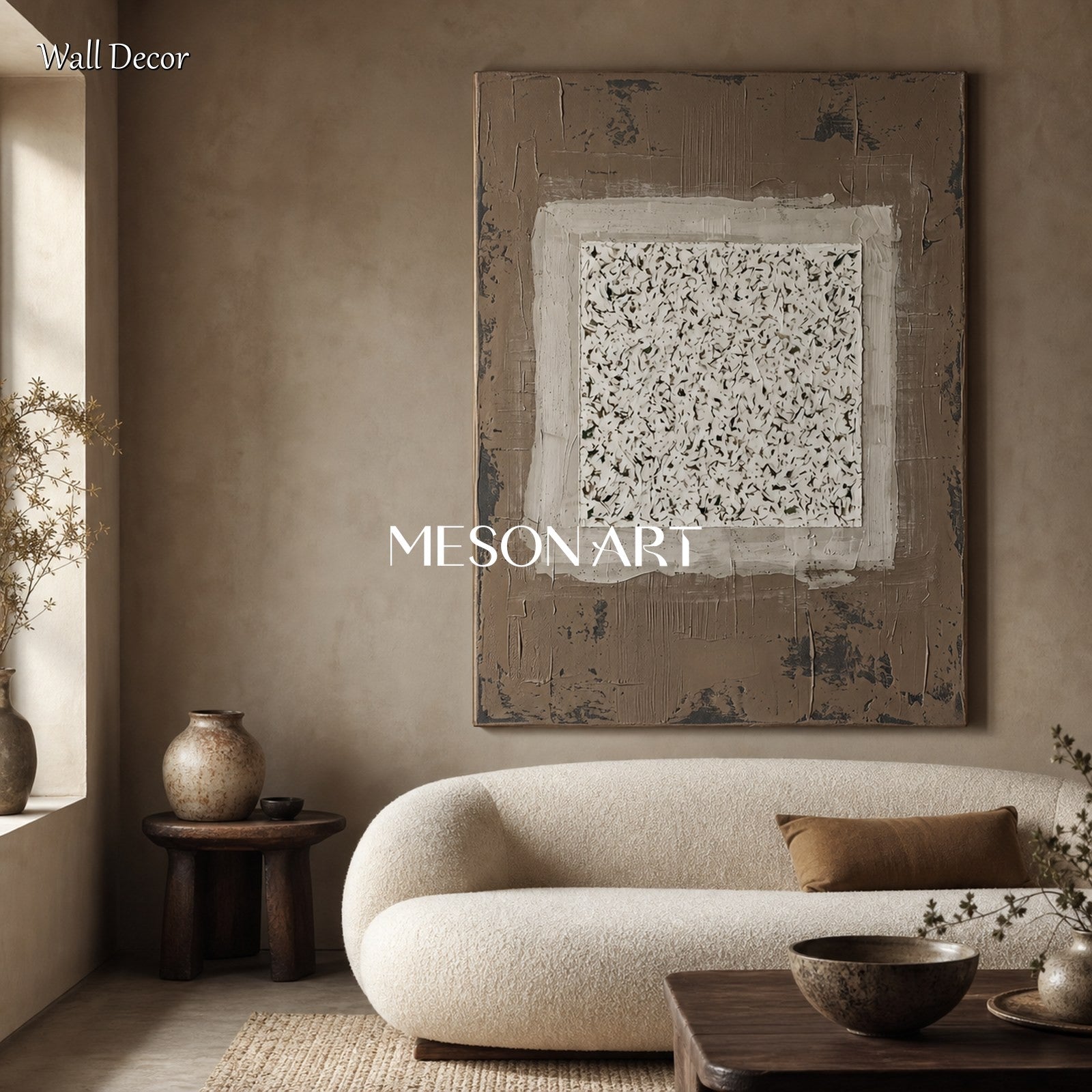 Minimalist Abstract Art With Textured Relief For Modern Living Room Decor