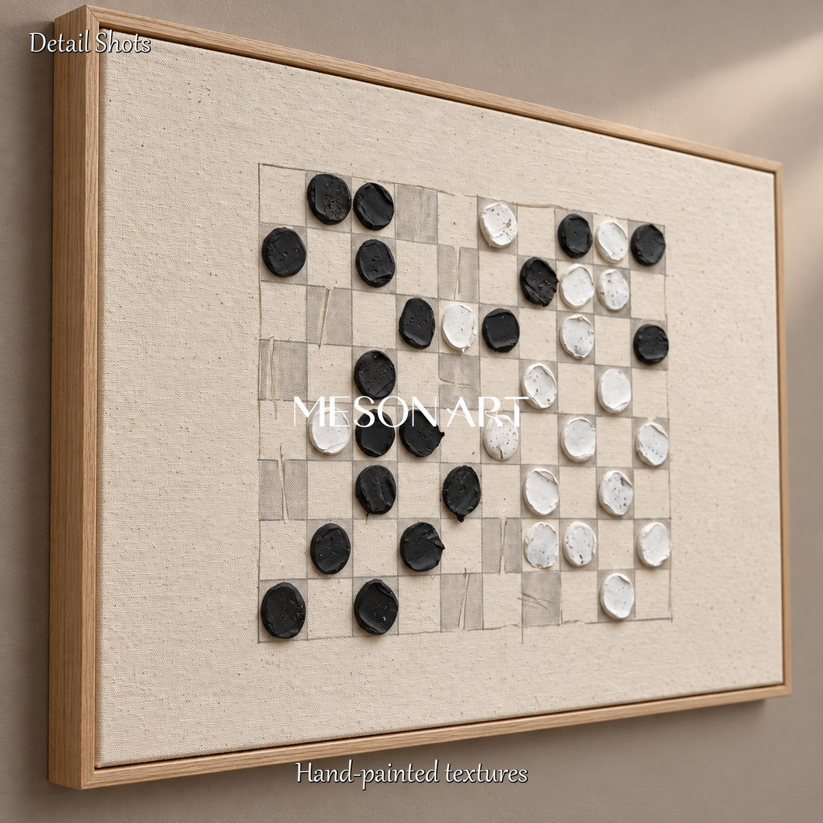 Beige And Black Wabi Sabi Abstract Art Rectangular Wall Decor For Living Room By Mesonart