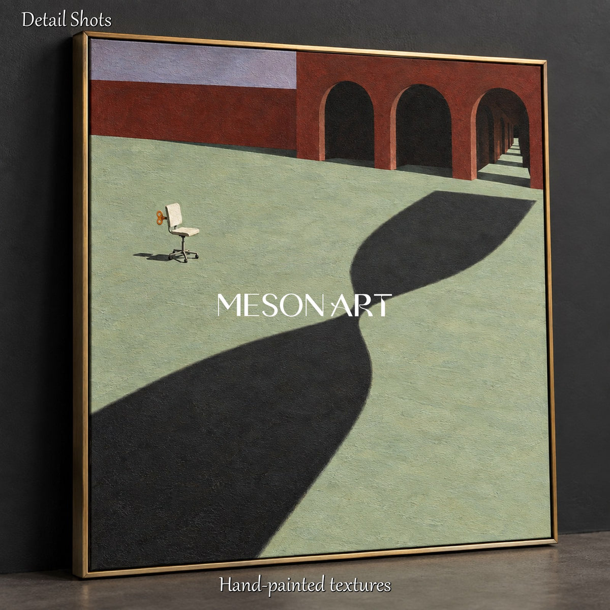Green And Black Surrealist Abstract Painting Square Wall Art For Living Room By Mesonart