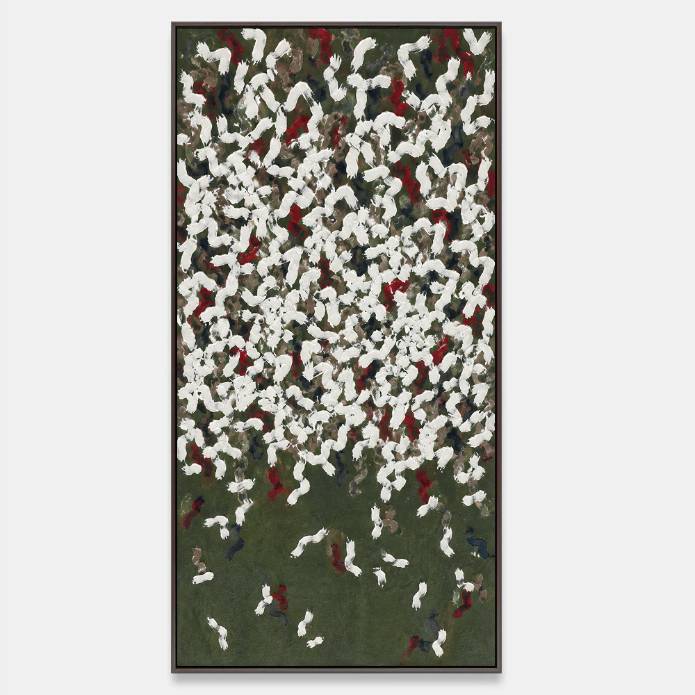 Green And White Abstract Painting Panoramic Wall Art Impasto Palette Knife Minimalist Contemporary By Mesonart