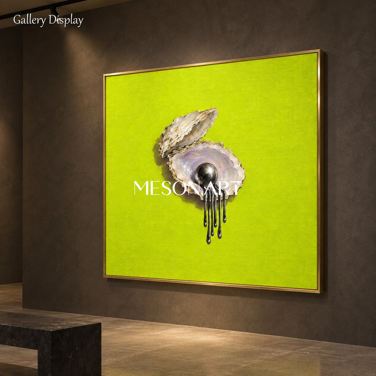 Green And Black Surrealism Painting Square Still Life Wall Art For Dining Room By Mesonart