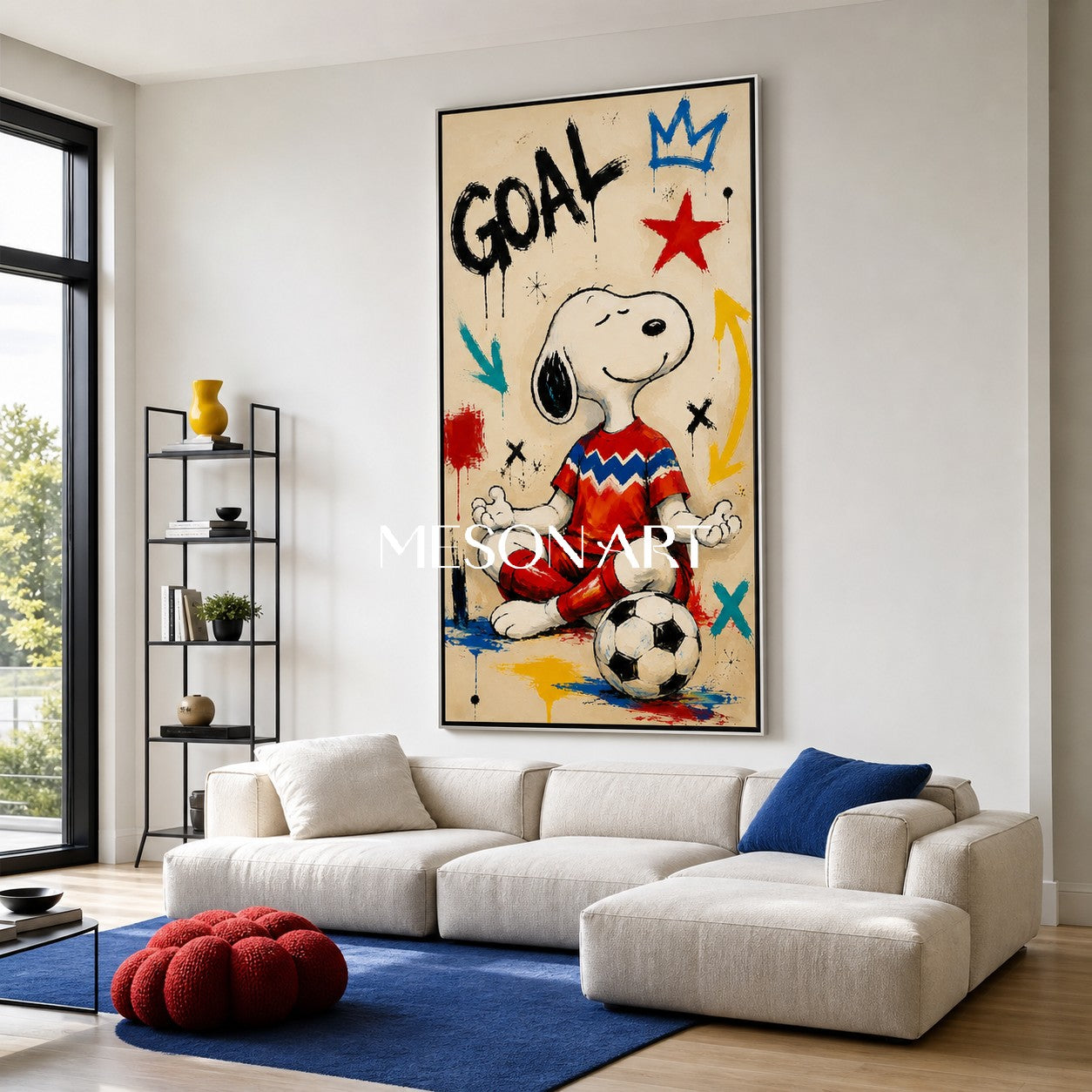 Snoopy Soccer Graffiti Art Print For Kids Room And Living Space With Bold Colors