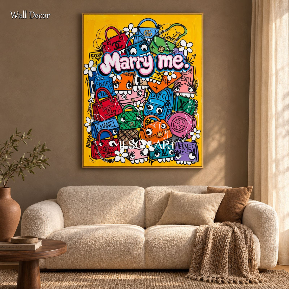 Yellow And Pink Pop Art Graffiti Anime Wall Art Rectangular Gaming Culture By Mesonart