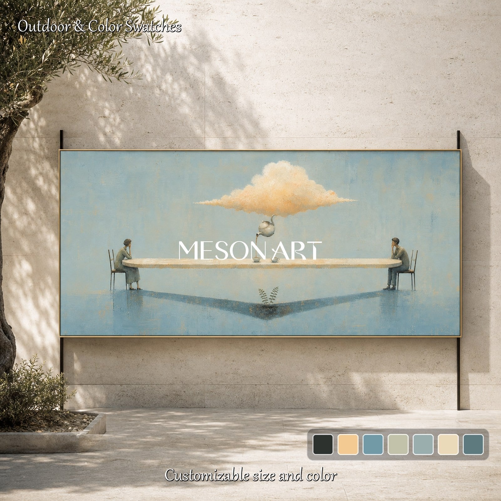Surrealist Art Print With Floating Cloud Teapot For Modern Living Room And Executive Office Decor