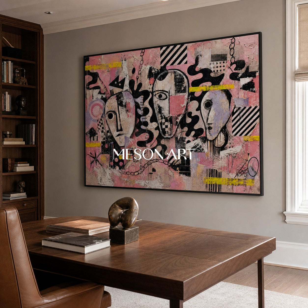 Urban Expressionist Portrait Art With Graffiti Influence For Modern Living Room Decor