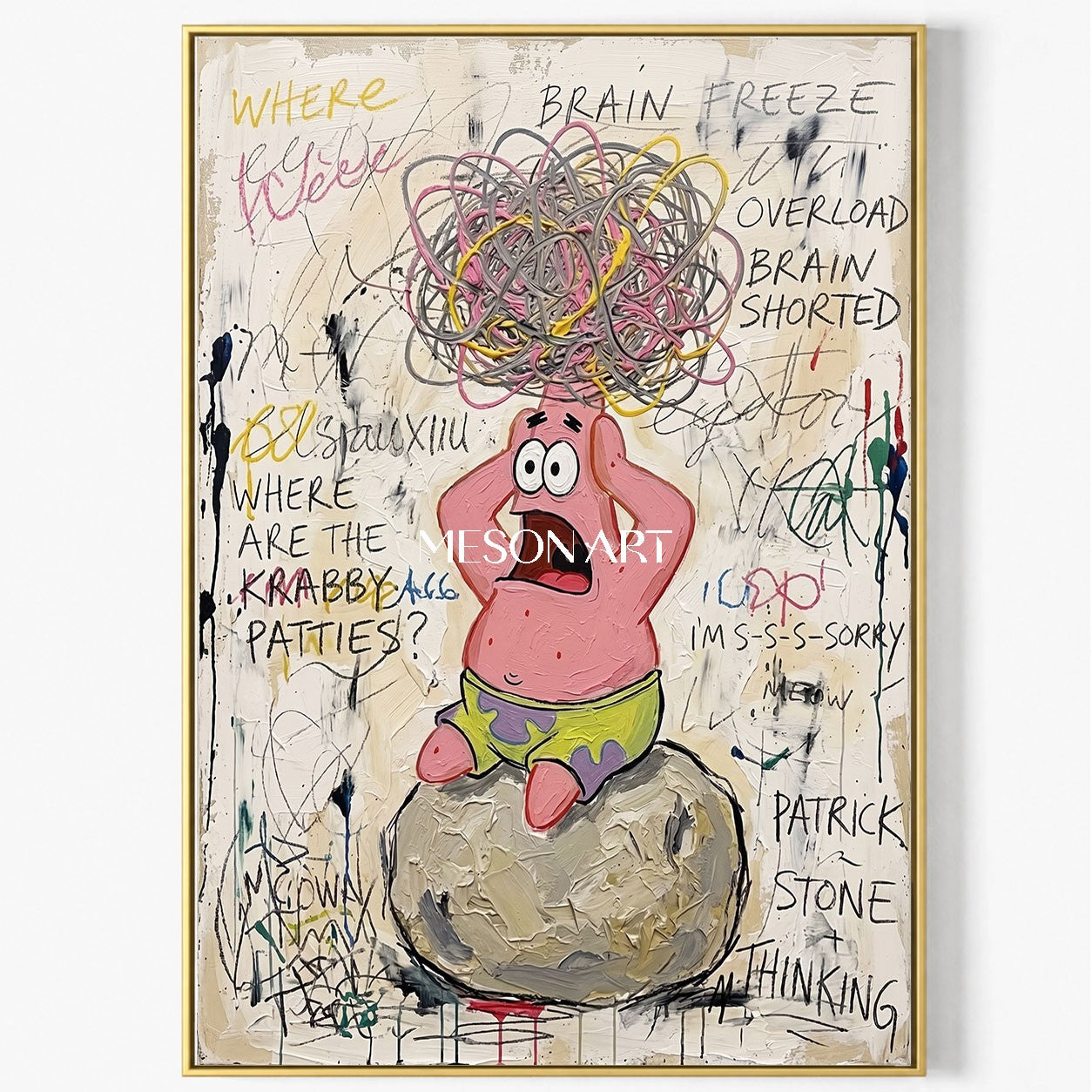 Pink And White Pop Art Graffiti Cartoon Painting Rectangular Wall Art Original Artist By Mesonart