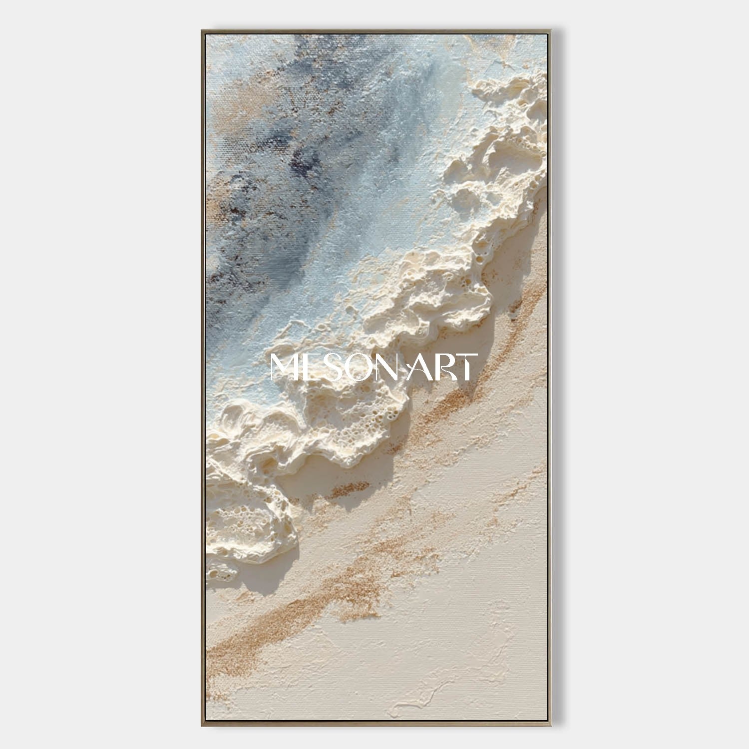 Home wall decoration ideas beige and light blue texture painting beige abstract canvas wall art