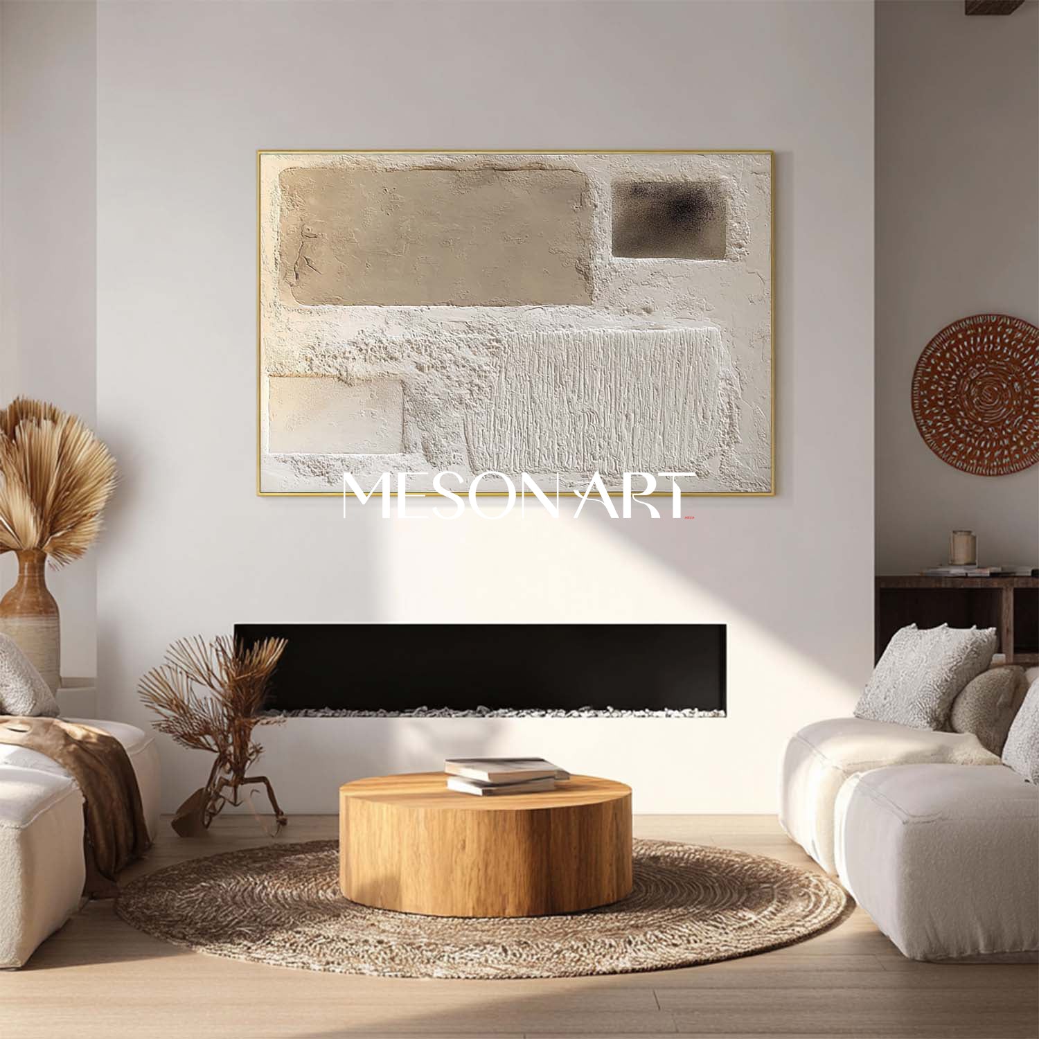 Wabi-Sabi Textured Beige Wall Art Minimalist Neutral Painting for Modern Home Decor