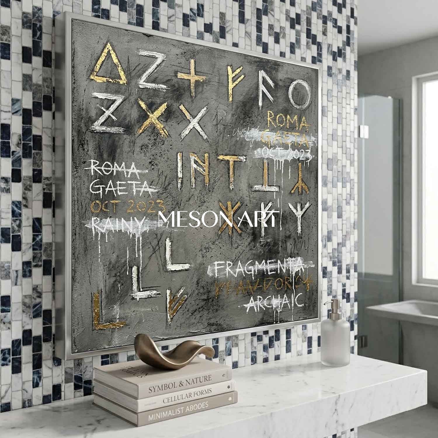 Big Modern Abstract Script Painting Industrial Villa Art Office Decor