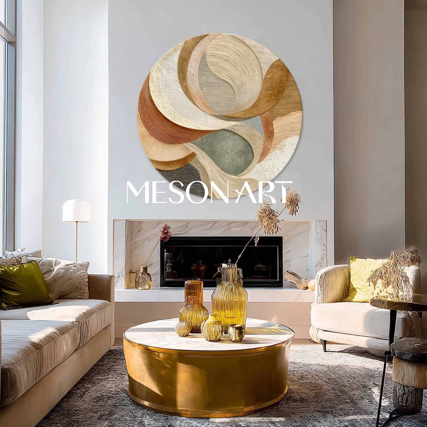Modern Organic Abstract Wall Art–Neutral&Earth Tone Sculptural Canvas