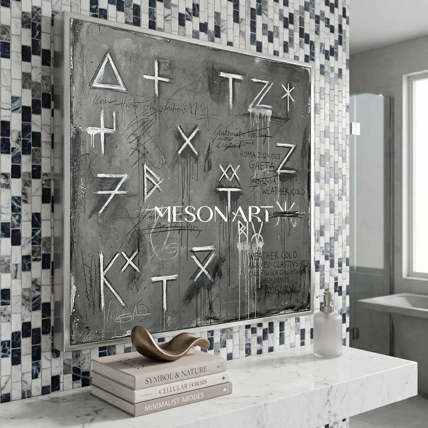 Black Modern Industrial Style Graffiti Painting Office Large Wall Art