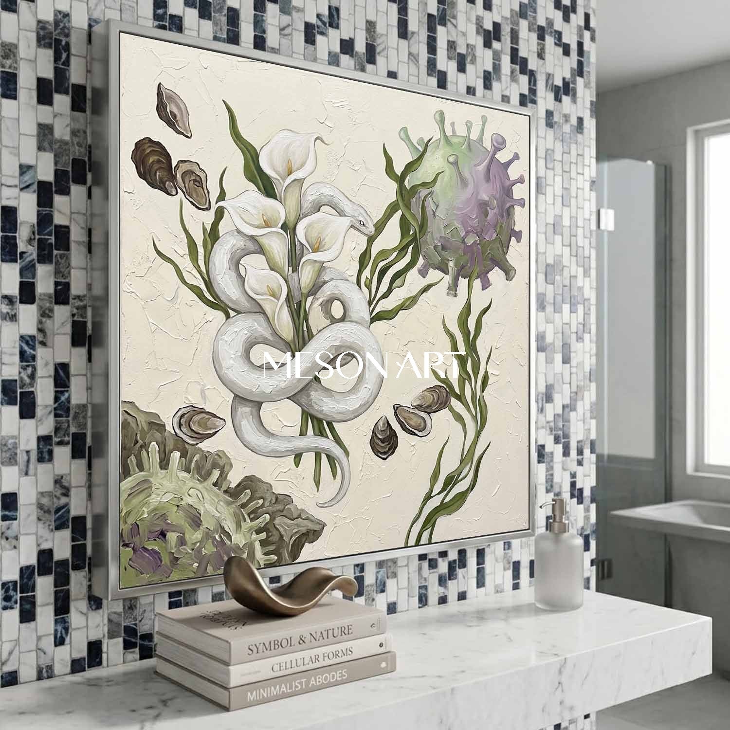 Creamy White Handmade Serene Calla Lily Canvas Art Spa Retreat Wall Decor