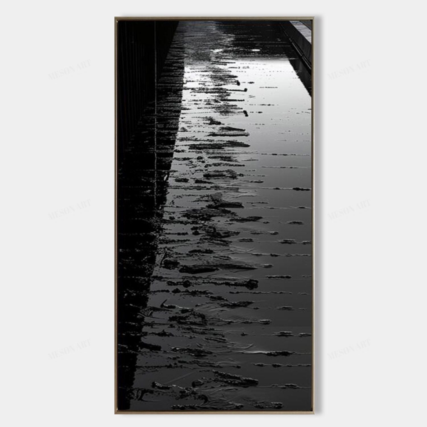 Large Black Abstract Art for Sale 40"*80" Framed Wall Art Black Abstract Texture Painting on Canvas