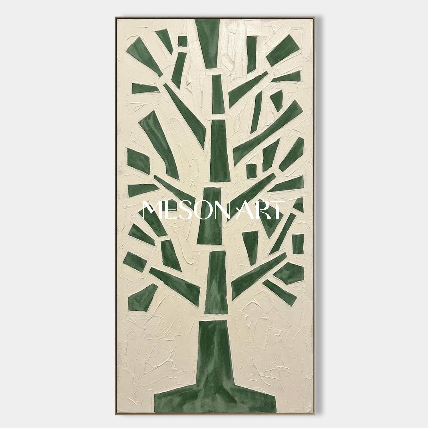 Geometric Tree Canvas Painting Minimalist Forest Artwork Contemporary Wabi Sabi Design