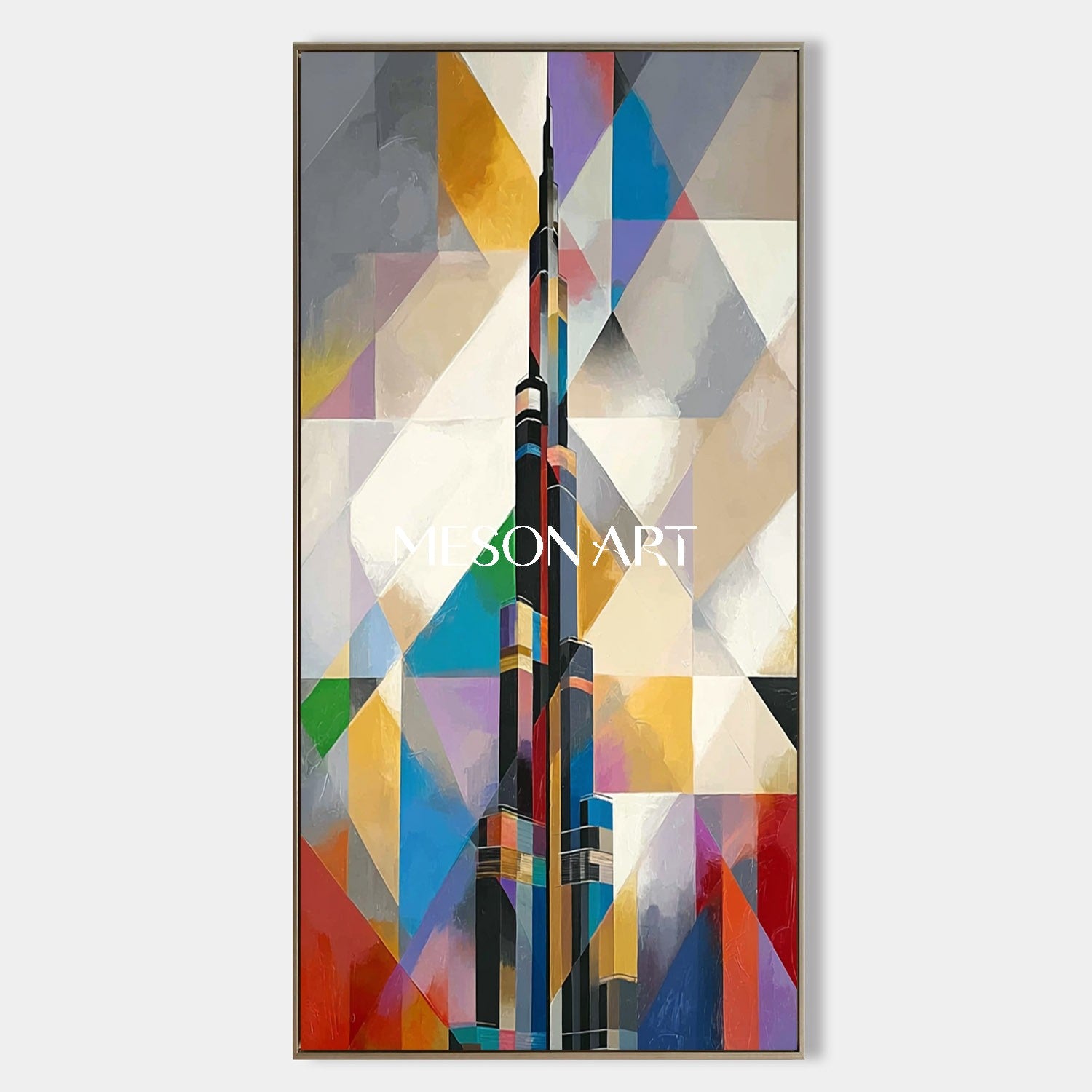 Colorful Geometric Abstract Cityscape Painting Modern Architecture Art