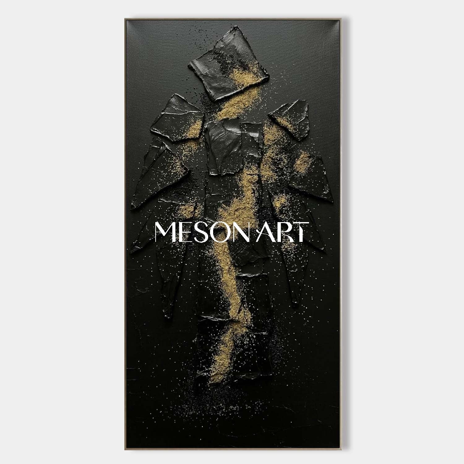 Modern Luxury Hallway Decor Minimalist Gold Foil Artwork Custom Textured Oil Canvas