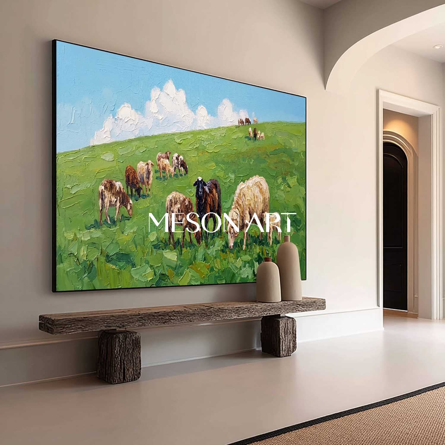 Cozy Farm Animal Painting With Rich Colors For Dining Room And Entryway