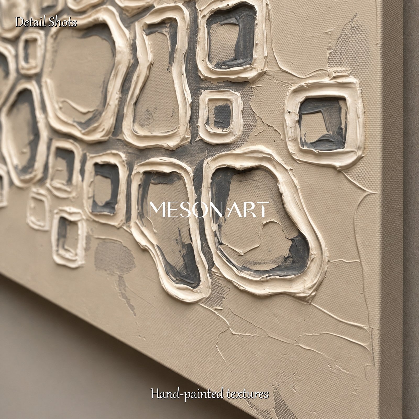 Minimalist Geometric Abstract Art With Textured Relief For Modern Living Room Decor
