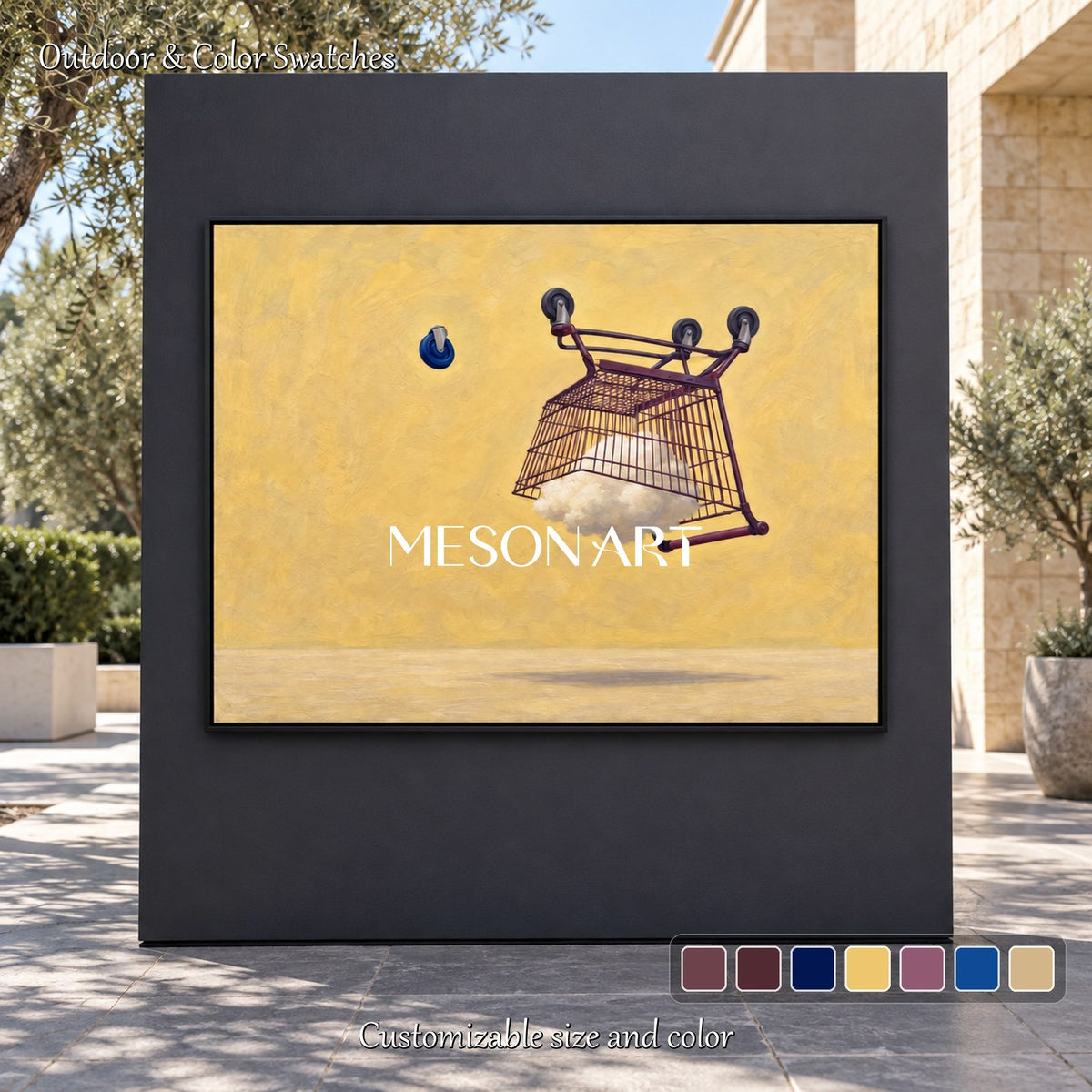 Yellow And Blue Surrealist Painting Rectangular Wall Art Original Artist By Mesonart