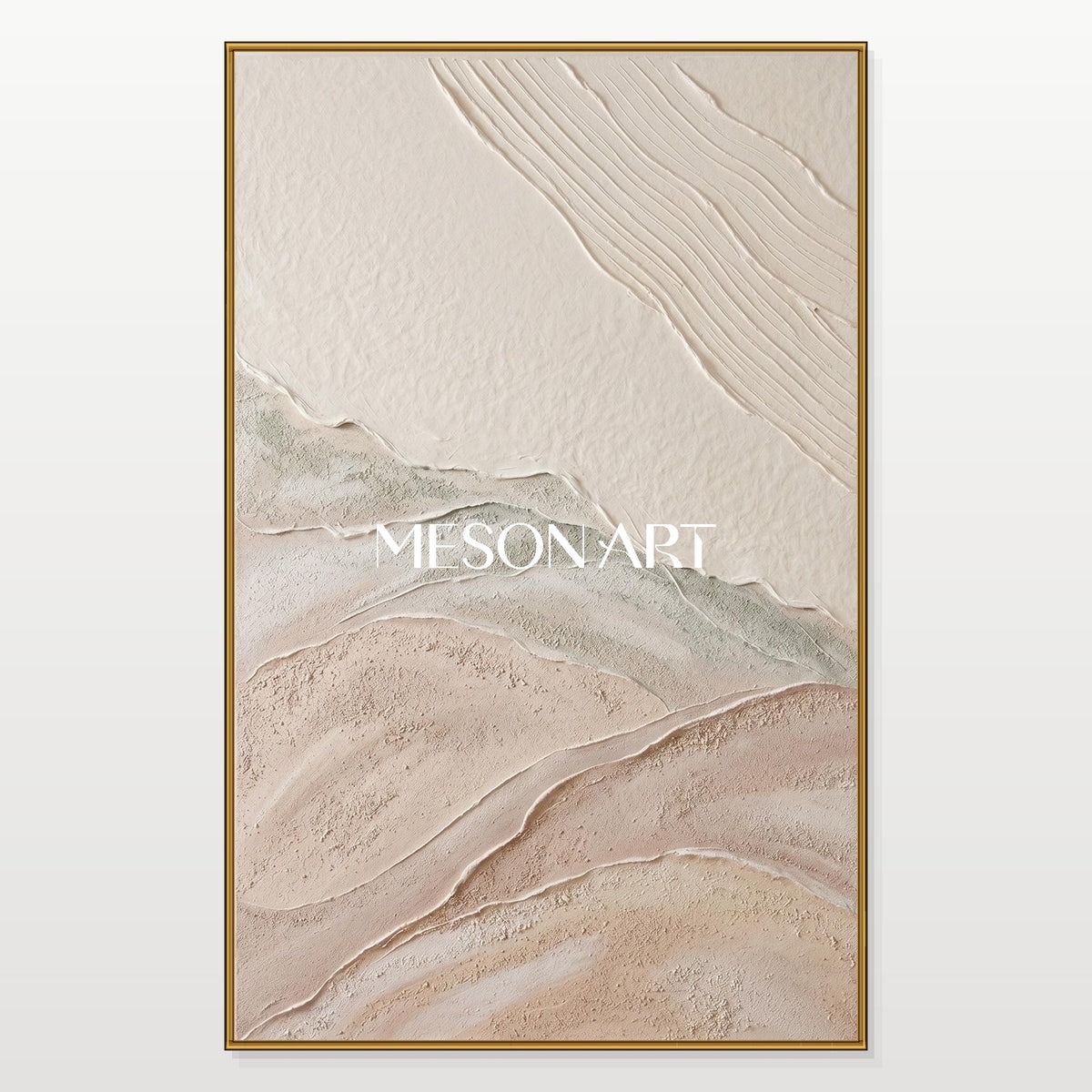 Beige And White Abstract Beach Texture Art Rectangular Wall Decor Original Artist By Mesonart