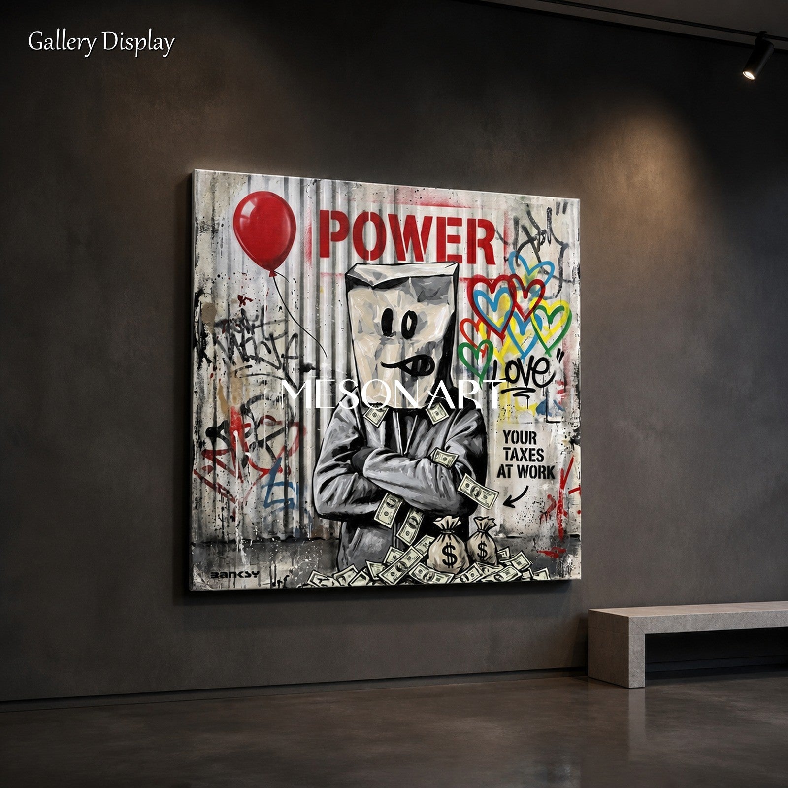 Red And Black Graffiti Painting Square Wall Art For Living Room Original Artist Hand Painted By Mesonart