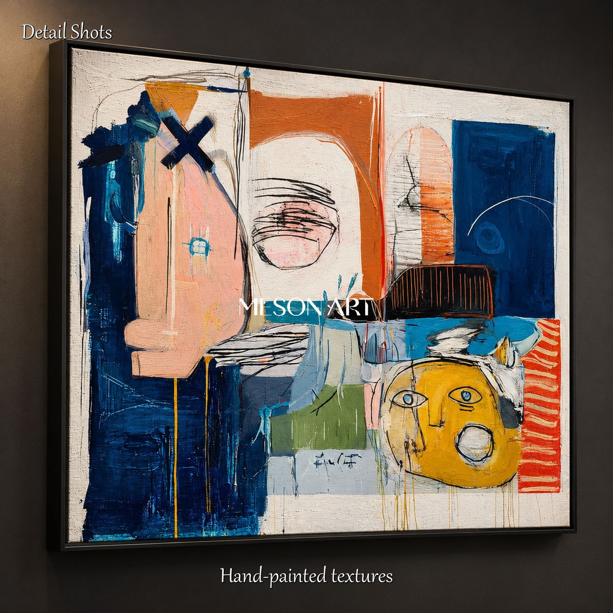 Blue And Orange Abstract Music Painting Textured Original Art By Mesonart