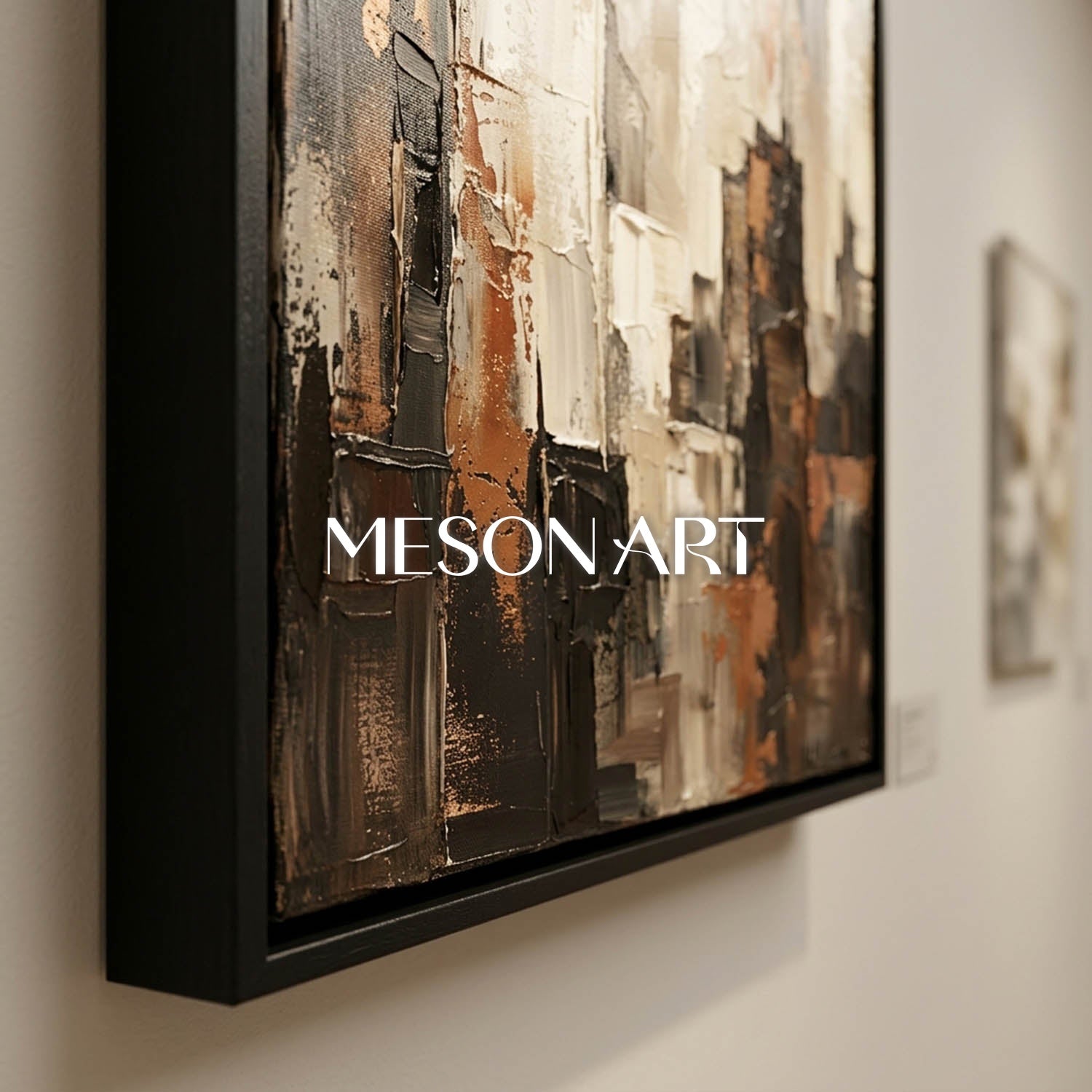 Abstract City Painting With Plaster Texture For Industrial Loft Living Room Decor