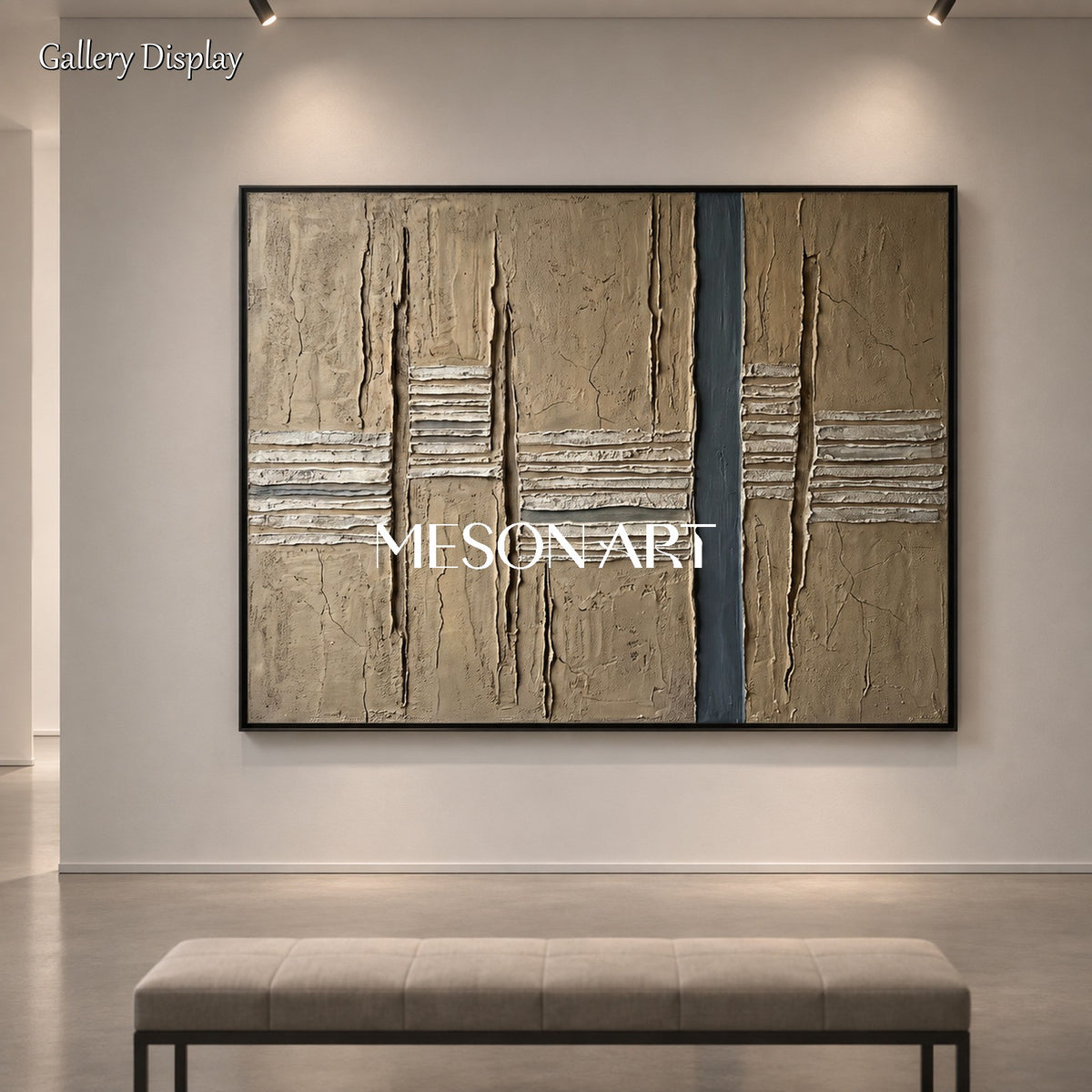 Brown Abstract Art Rectangular Painting Original Artist Hand Painted Textured Wall Decor For Living Room By Mesonart