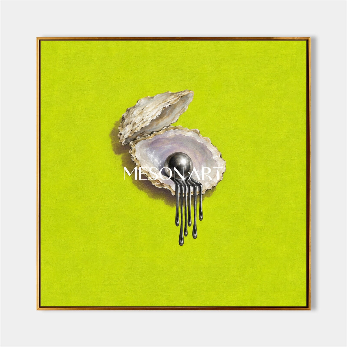 Green And Black Surrealism Painting Square Still Life Wall Art For Dining Room By Mesonart