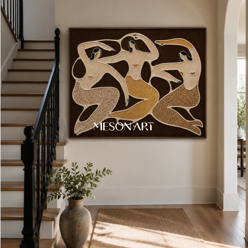 Abstract Figurative Art With Earth Tones For Contemporary Home Decor