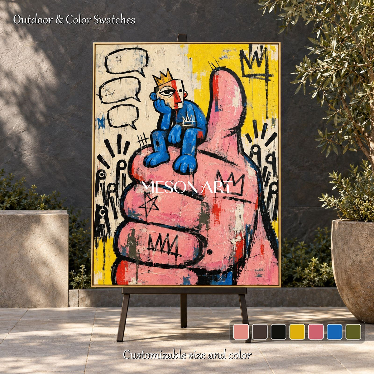 Pink And Blue Abstract Street Graffiti Painting Original Artist Hand Painted Large Modern Wall Art Rectangular Canvas By Mesonart