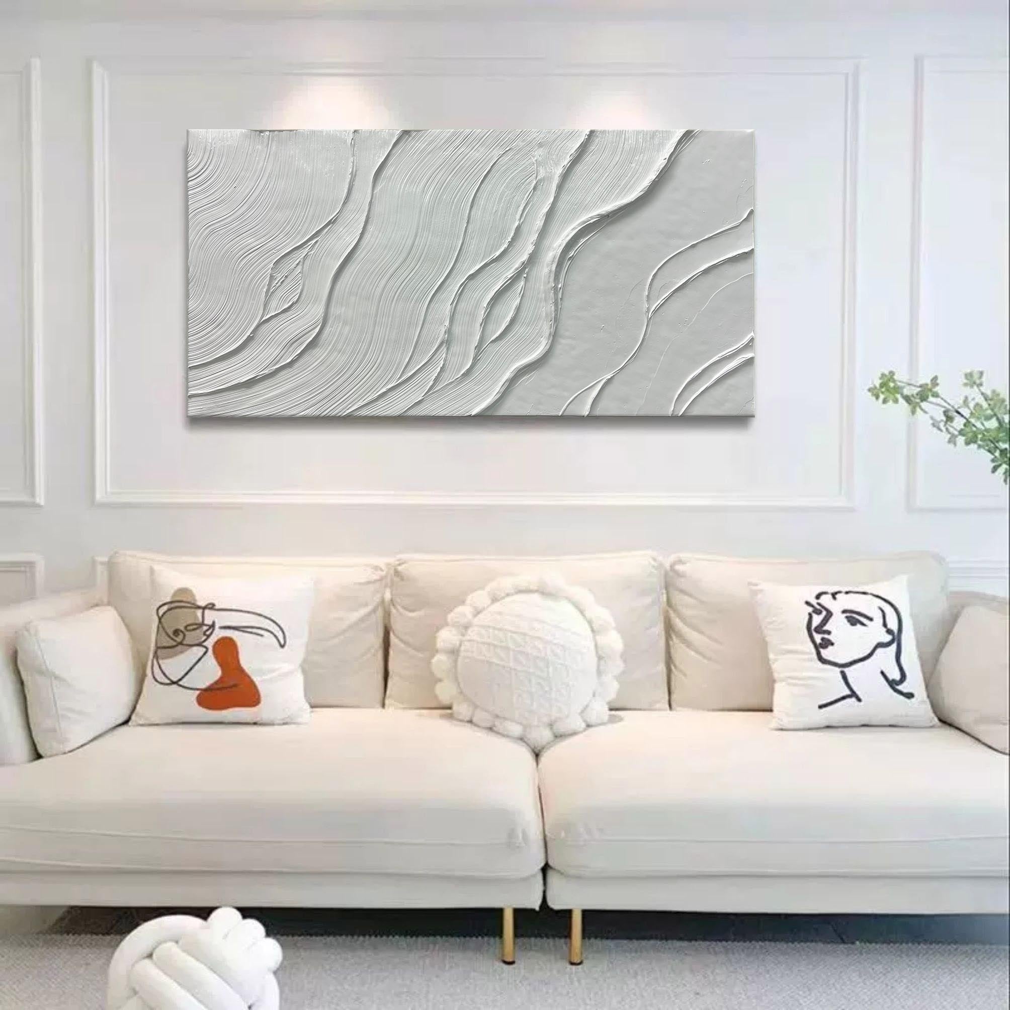 White Textured Painting White 3d Texture Art White Abstract Canvas Art Plaster Abstract Painting