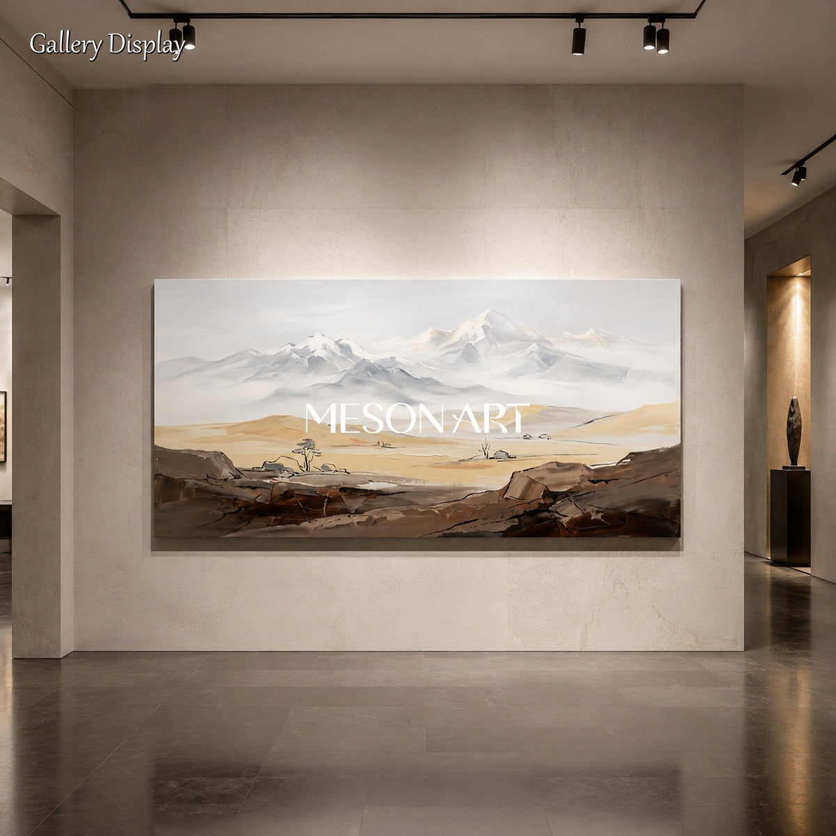 Beige And White Neutral Art Large Wall Paintings For Panoramic Mountain Landscape Original Artist By Mesonart