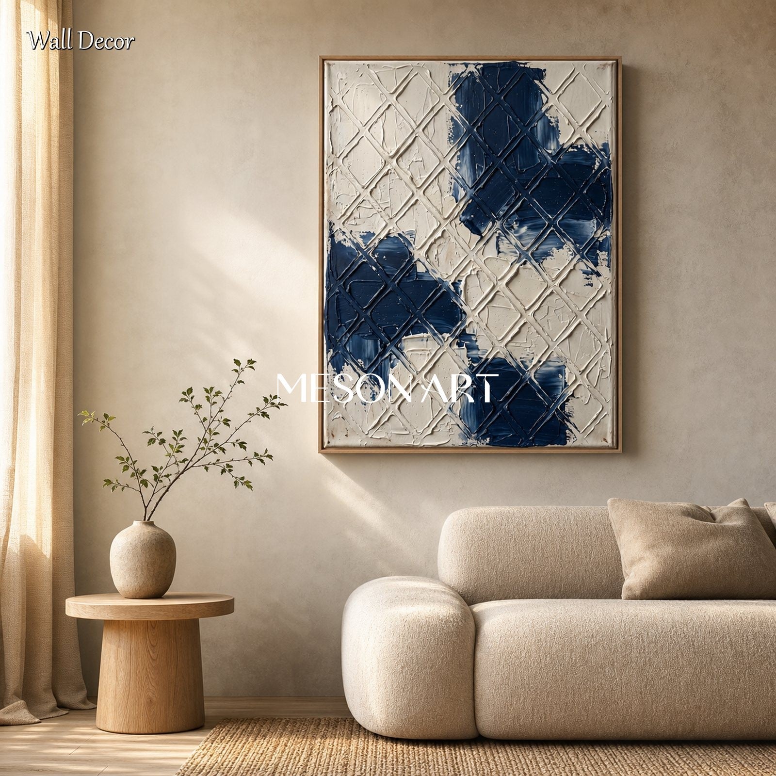 Minimalist Geometric Abstract Art With Textured Relief For Modern Living Spaces