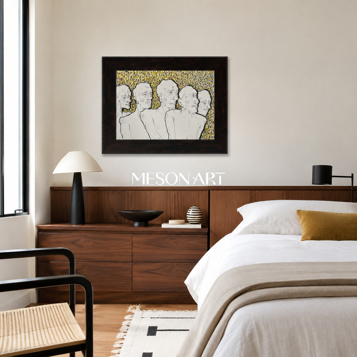 White And Gold Painting Original Contemporary Art Rectangular Wall Decor For Living Room By Mesonart