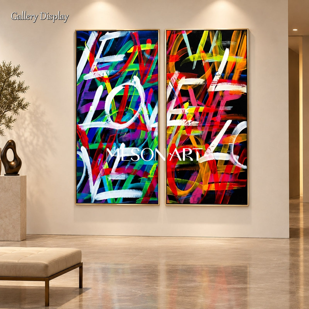 Black And Red Graffiti Art Rectangular Wall Decor Original Artist Hand Painted Love Painting For Living Room By Mesonart