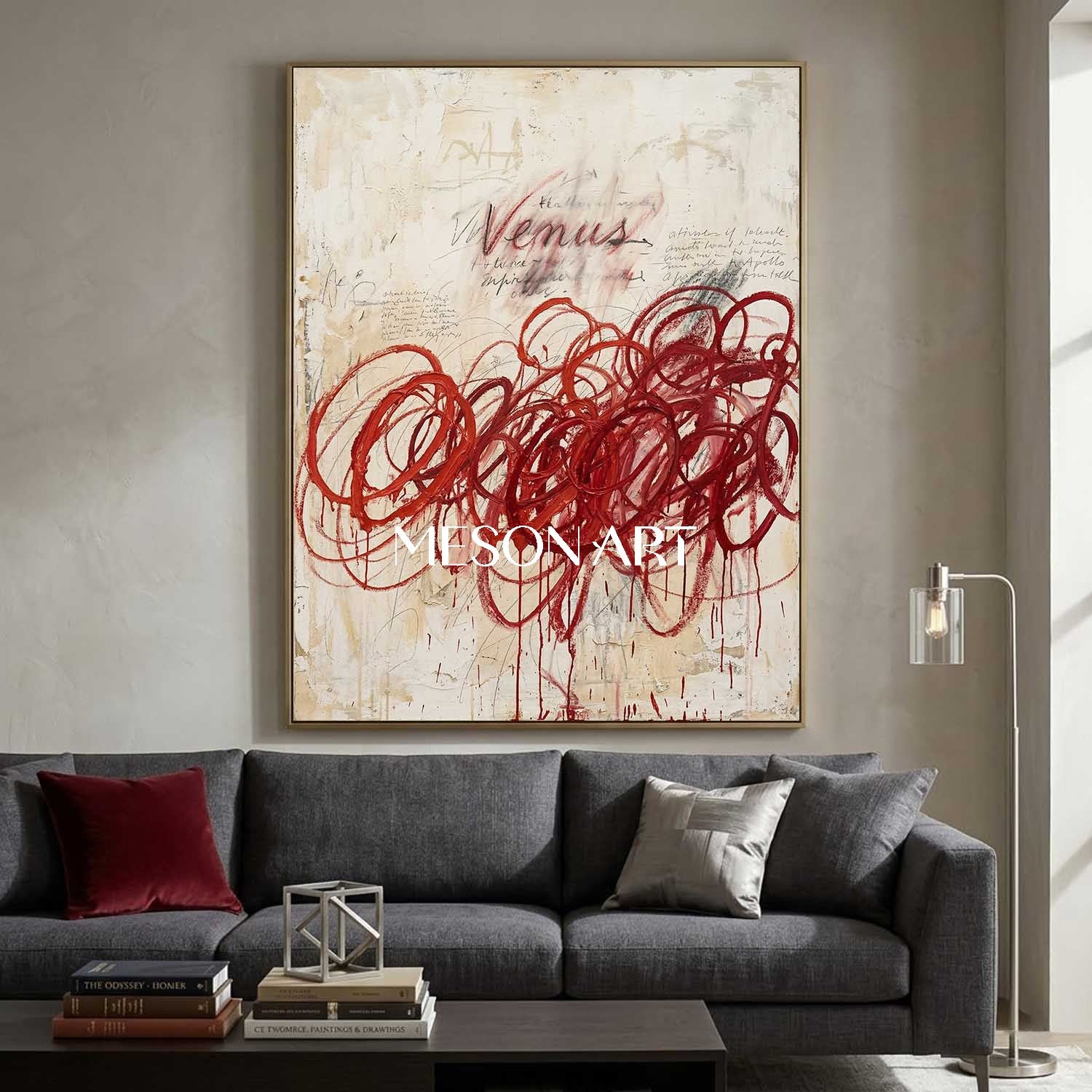 Original Crimson Bacchus Style Painting Large Abstract Expressionist Art