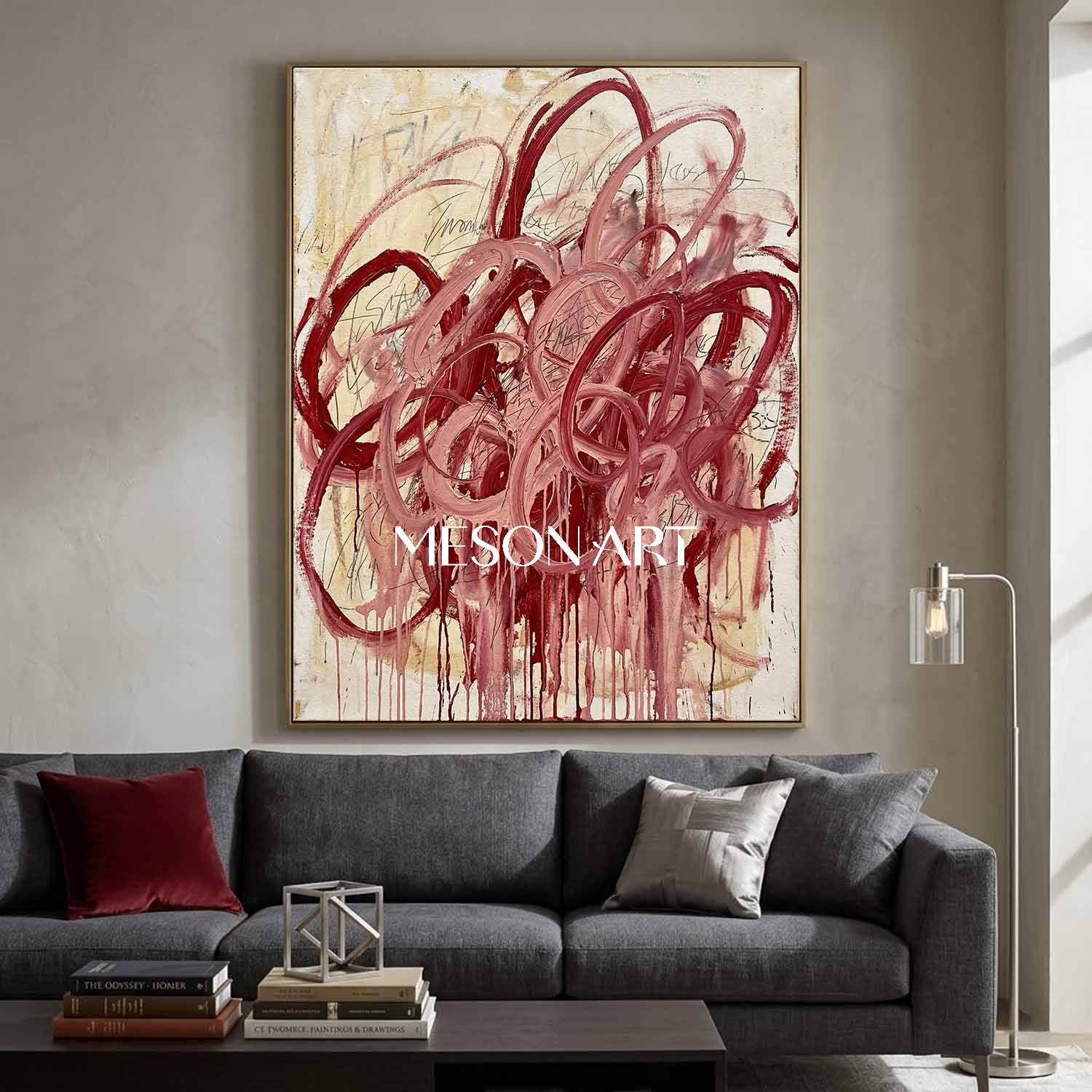 Original Crimson Bacchus Style Painting Large Abstract Expressionist Art