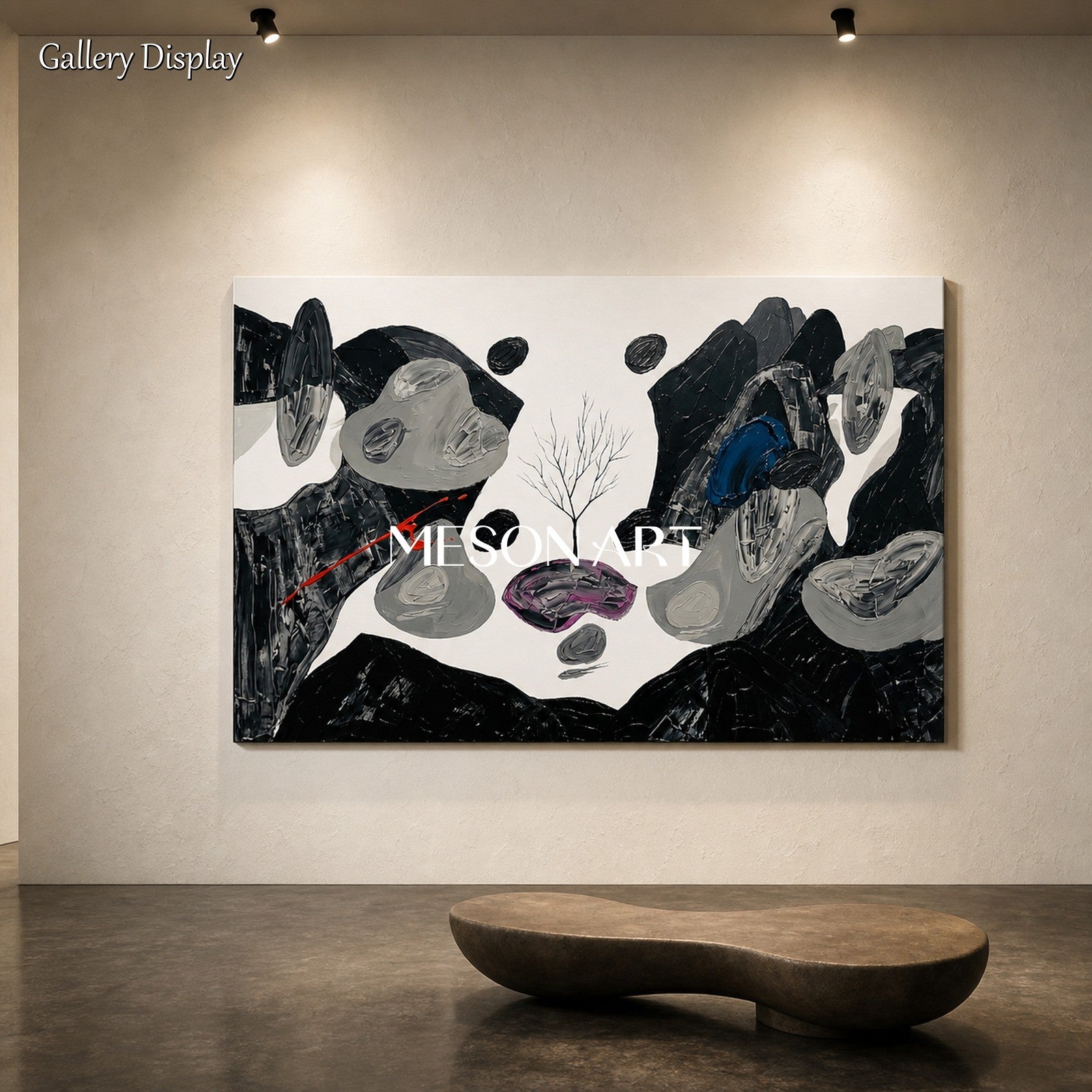 Large Abstract Wall Art With Palette Knife Texture For Modern Living Room Decor