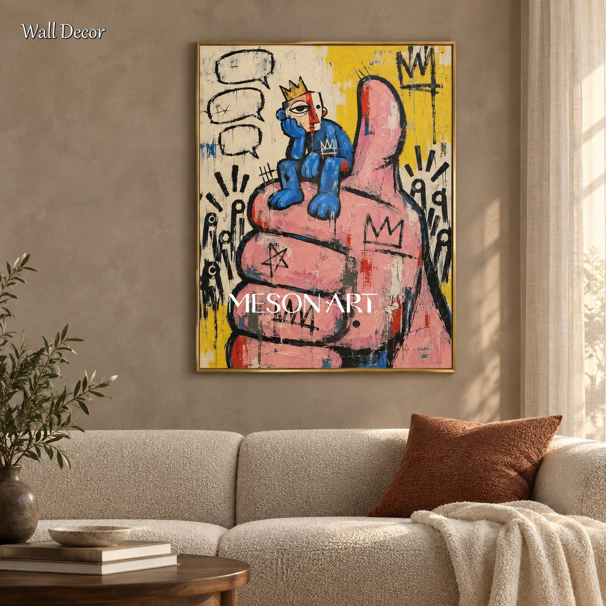 Pink And Blue Abstract Street Graffiti Painting Original Artist Hand Painted Large Modern Wall Art Rectangular Canvas By Mesonart