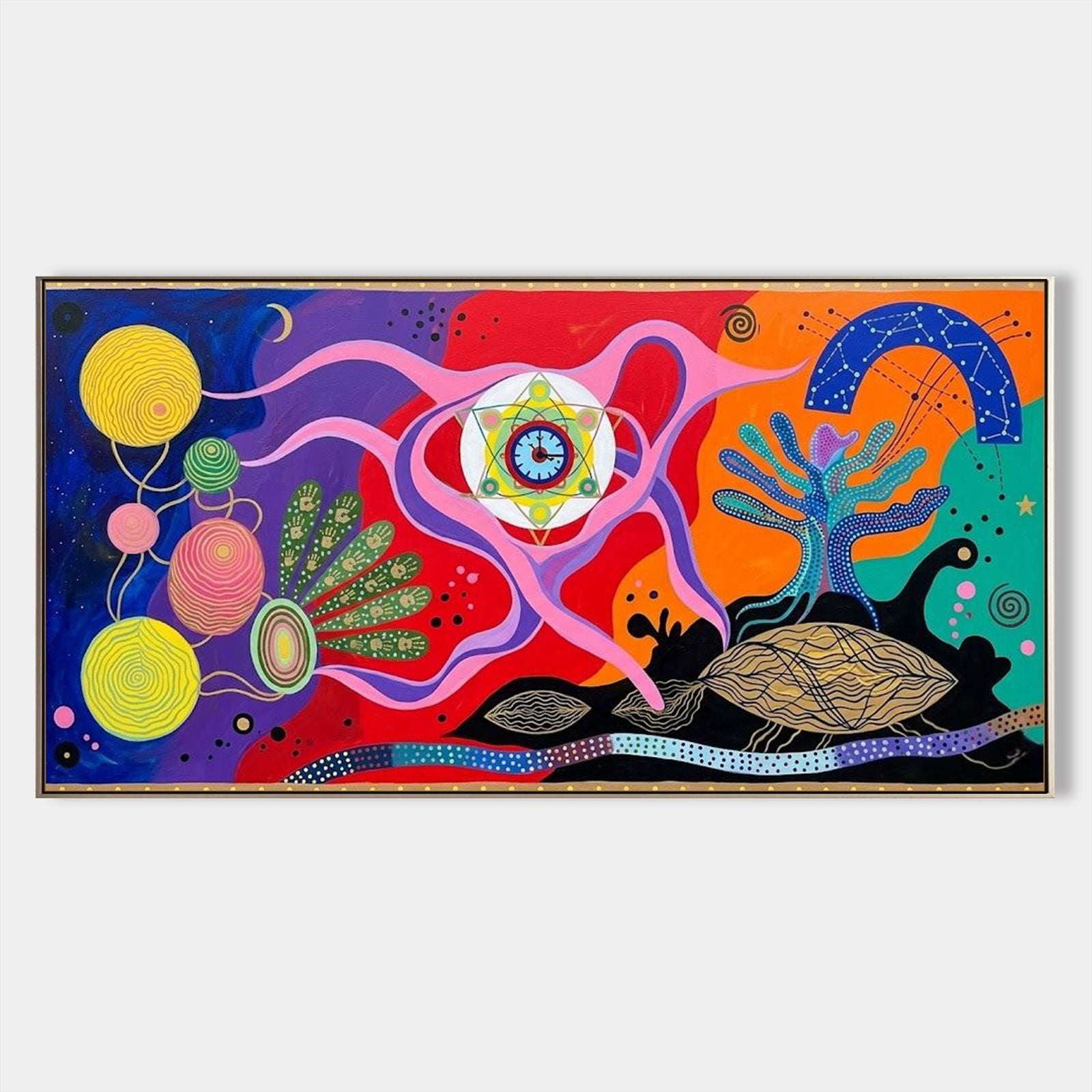 Large Surrealist Art Painting With Cosmic Eye For Living Room Decor