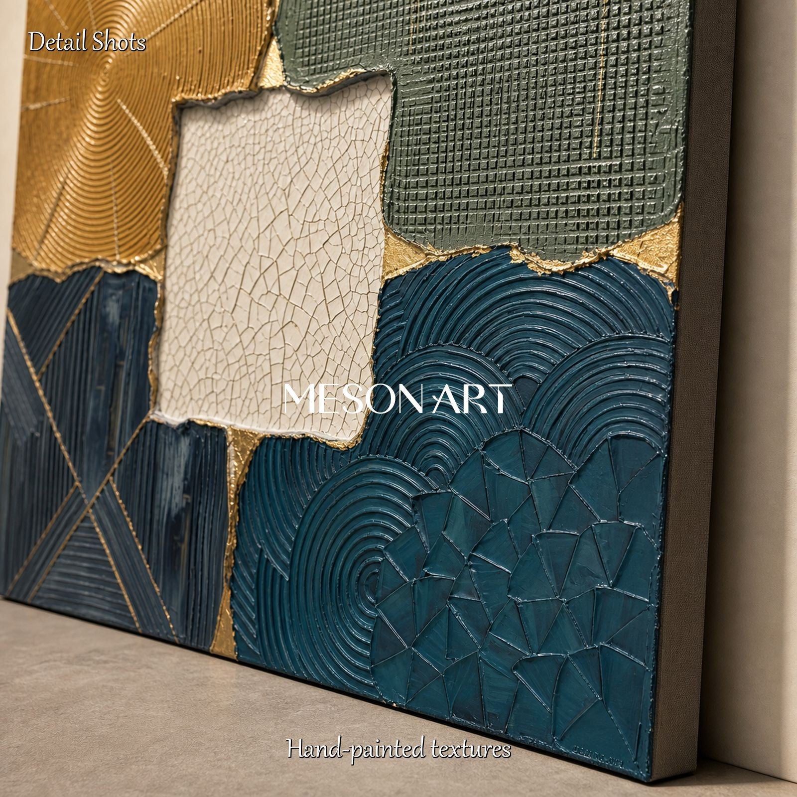 Wabi Sabi Abstract Textured Wall Art With Gold Accents For Modern Living Room Decor