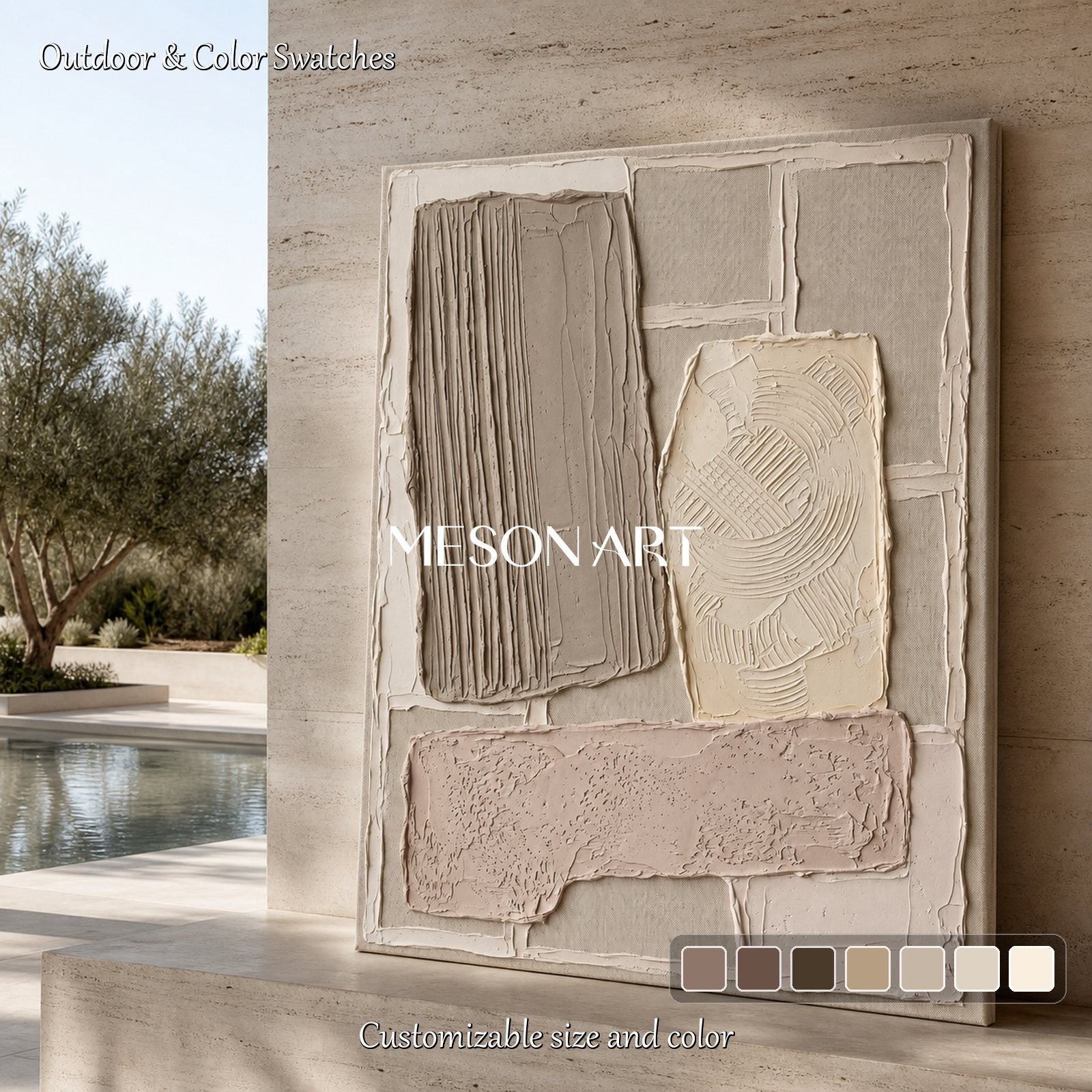Minimalist Abstract Art With Plaster Texture For Modern Living Spaces