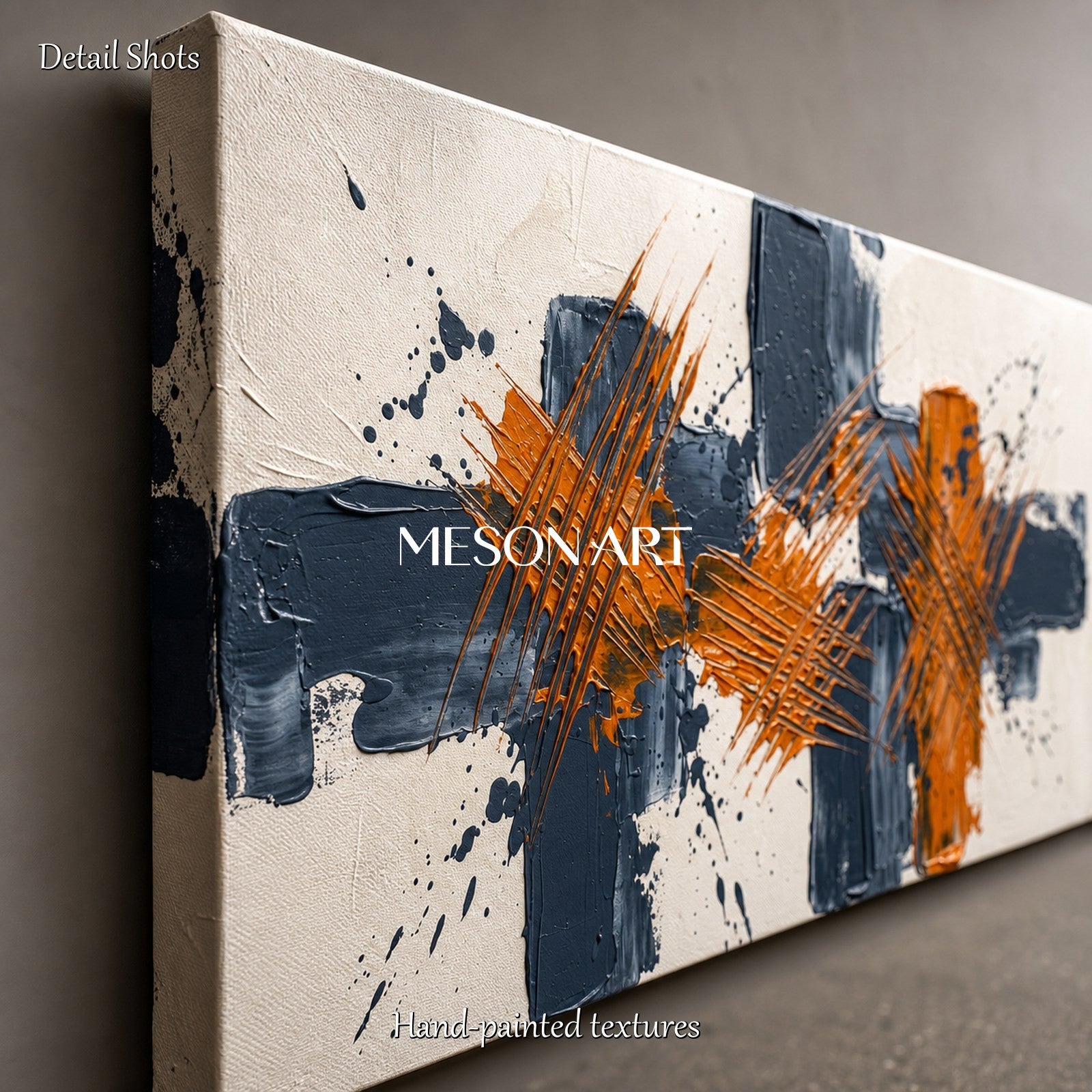 Orange And Black Abstract Painting Jackson Pollock Inspired Action Art By Mesonart