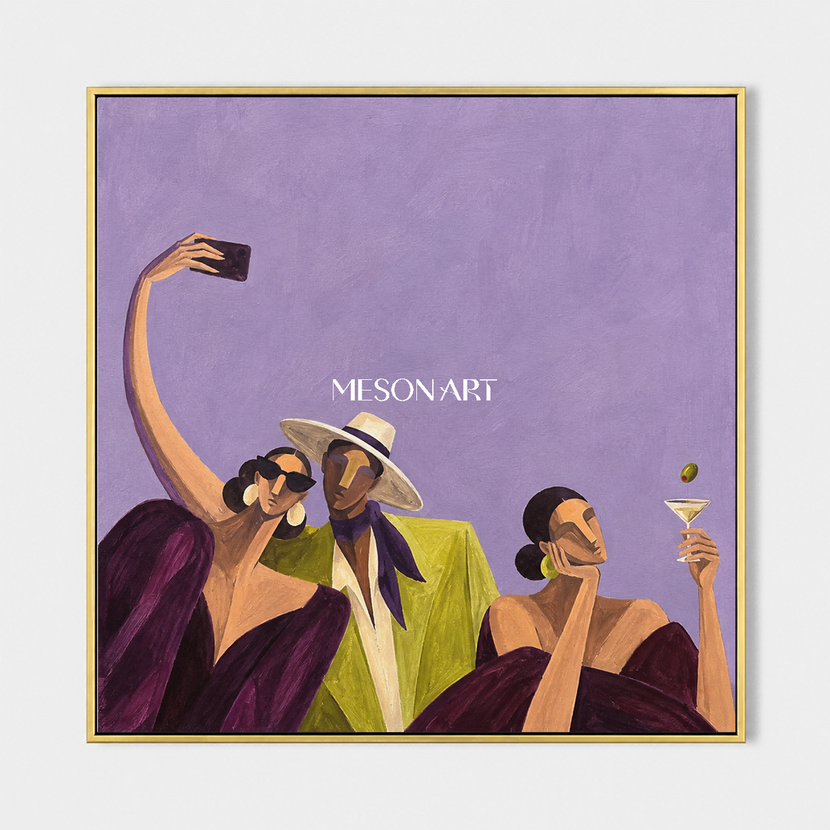 Purple Minimalist Figurative Portrait Modern People Graphic Fashion Narrative Square Wall Art By Mesonart