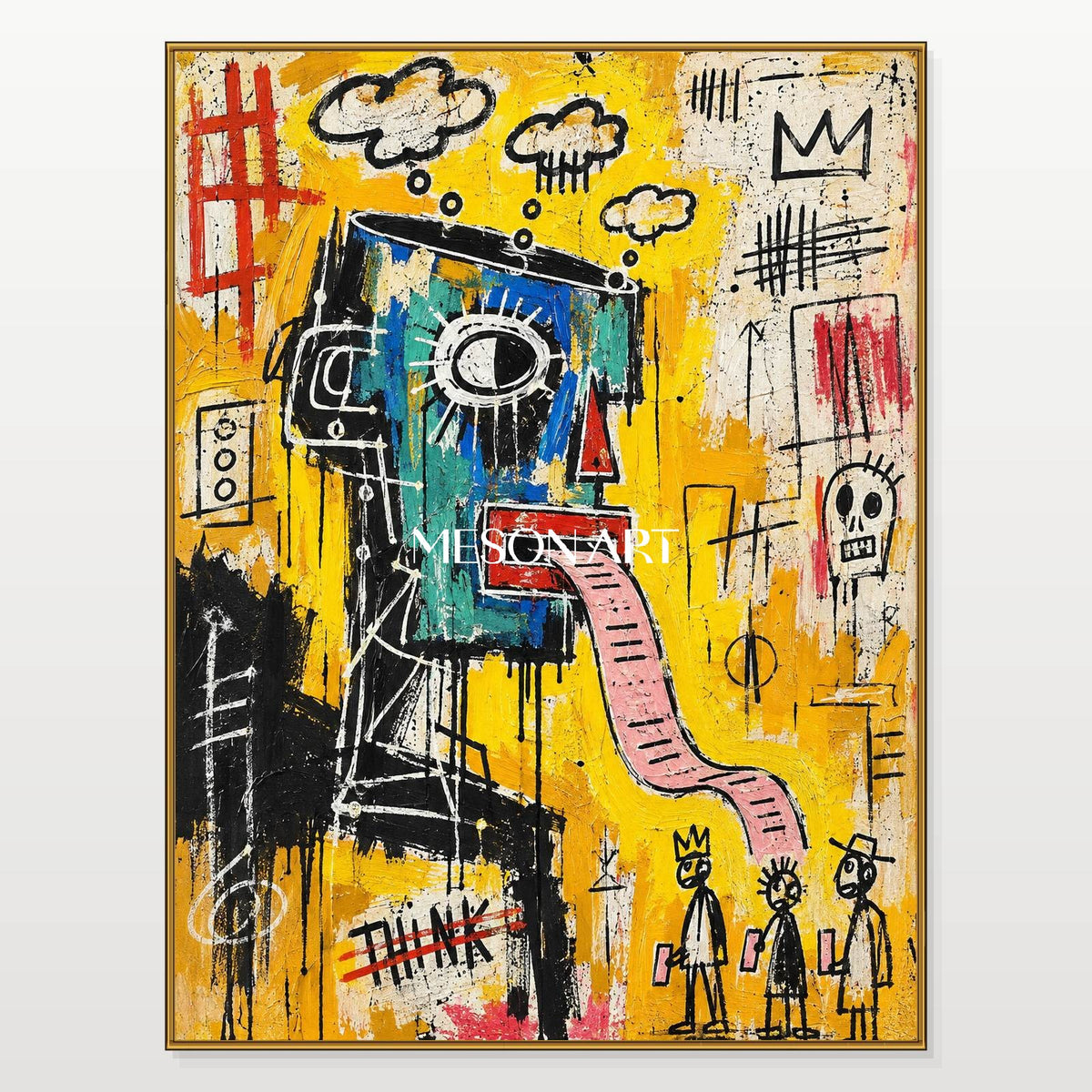 Yellow And Black Abstract Graffiti Painting Original Artist Street Art Rectangular Wall Decor By Mesonart